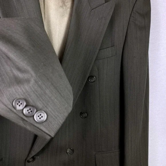 Vtg 80s Nino Cerruti 44R Blazer Wool Gray Double Breasted Suit Jacket Sport Coat